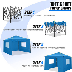 COBIZI Pop Up Canopy Shade Wasserdichtes Zelt 10'x10' mit Seitenwänden