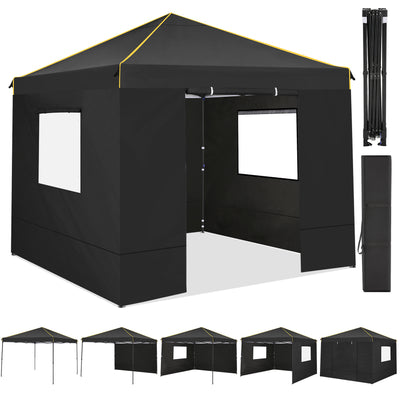 COBIZI 10'x10' Pop Up Outdoor Canopy with 4 Removable Sidewall and Mesh Windows HZC48