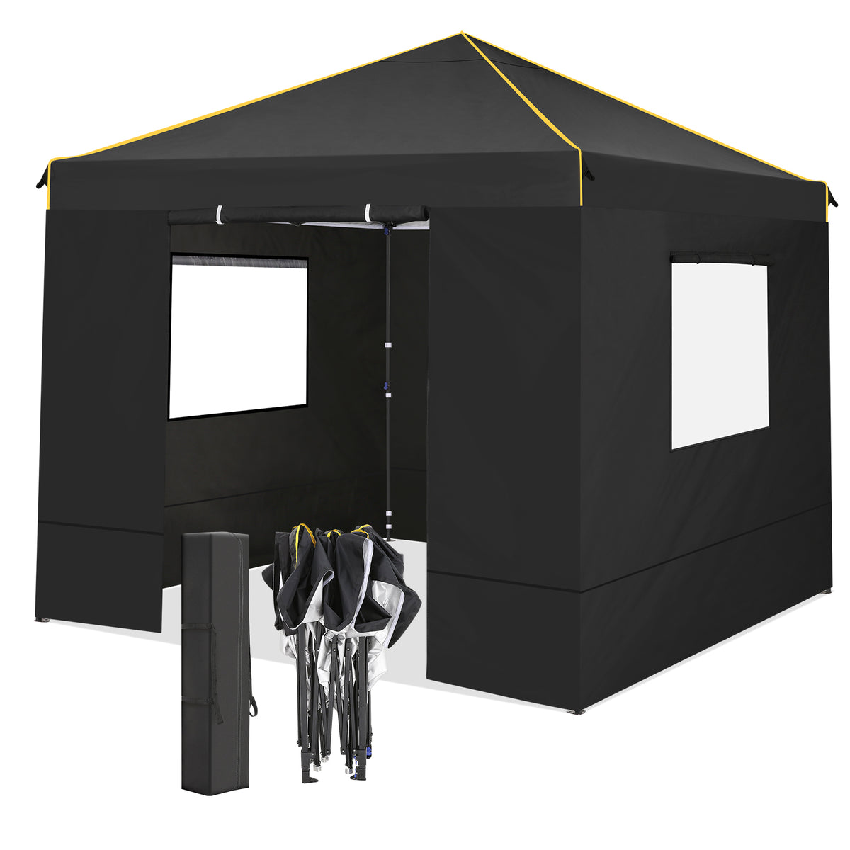 COBIZI 10'x10' Pop Up Outdoor Canopy with 4 Removable Sidewall and Mesh Windows HZC48