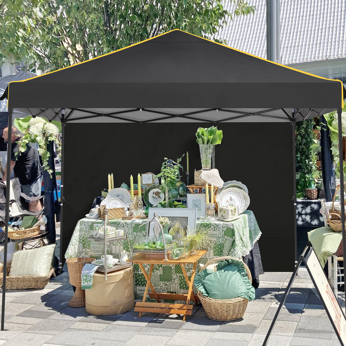 COBIZI 10'x10' Pop Up Outdoor Canopy with 4 Removable Sidewall and Mesh Windows HZC48