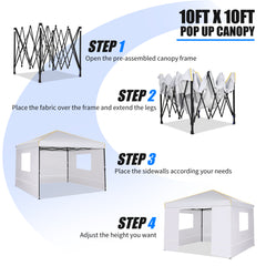 HOTEEL 10x10 Pop up Canopy Tent with 4 Removable Sidewalls,Waterproof Commercial Instant Gazebo,Outdoor Party Tents with Carry Bag