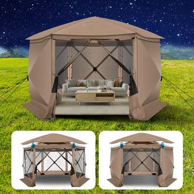 Cobizi 12'x12' Portable Pop-Up Camping Gazebo, Screen Tent with Mosquito Netting SPC185
