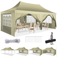 HOTEEL 10' x 20' Pop up Canopy Tent,Heavy Duty Waterproof Commercial Instant Gazebo,Outdoor Canopy for Party,Wedding,Event,Backyard,Black