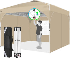 HOTEEL 10'x10' Up Pop Up Canopy Tent, Party Tents with One Push Central Button Air Vent, Instant Canopy Tent with 3 Sidewalls & Reflective Strip
