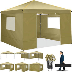HOTEEL 10' x 10' Outdoor Canopy Party Tent EZ Pop up Canopy Portable Commercial Instant Canopy Shelter Tent Waterproof Gazebo with 4 Sidewalls & Carry Bag,Stakes & Ropes
