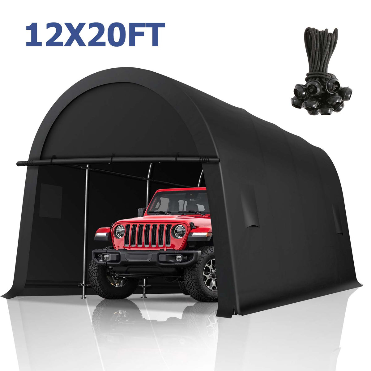HOTEEL Carport 10x20ft Heavy Duty, Portable Garage Carport Canopy with All-Steel Metal Frame & Vents, Round Style Outdoor Storage Shed for Car, Truck, Boat, Patio Furniture Anti-Snow Waterproof