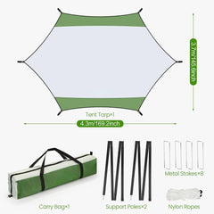 COBIZI 12x14FT Camping Tarp Waterproof Hammock Rain Fly UV UPF50+ Tent Tarp for Under Tent,Outdoor,Traveling, Hilking and Backpacking Trips, Blue & White