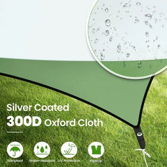 COBIZI 12x14FT Camping Tarp Waterproof Hammock Rain Fly UV UPF50+ Tent Tarp for Under Tent,Outdoor,Traveling, Hilking and Backpacking Trips, Blue & White
