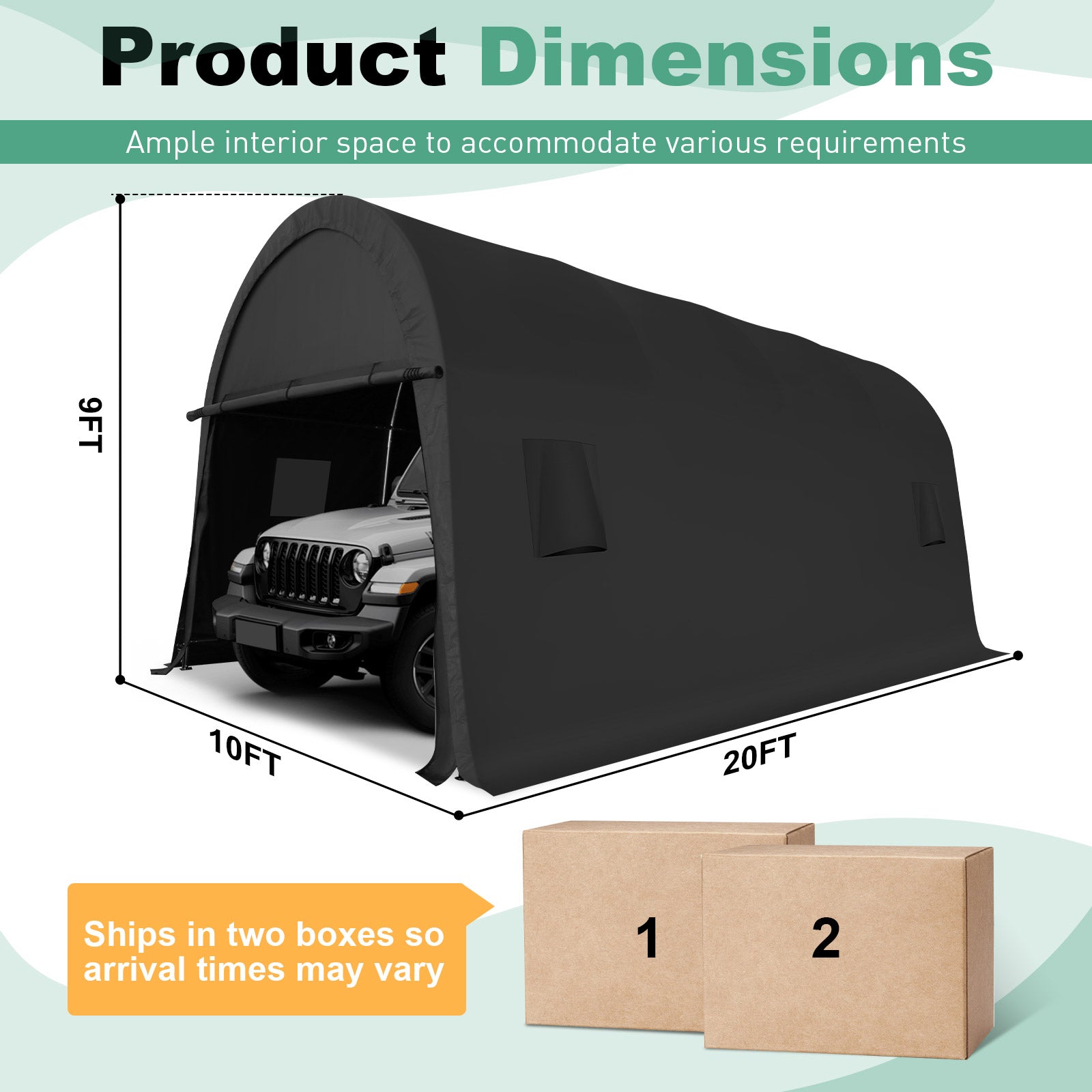 COBIZI 10'x15'/10'x20'/12'x20' Heavy Duty Carport Outdoor Metal Car Tent with Metal Frame and Round Roof, Anti-Snow Portable Garage Storage Shelter for Automobiles,Trucks and Boats,Gary