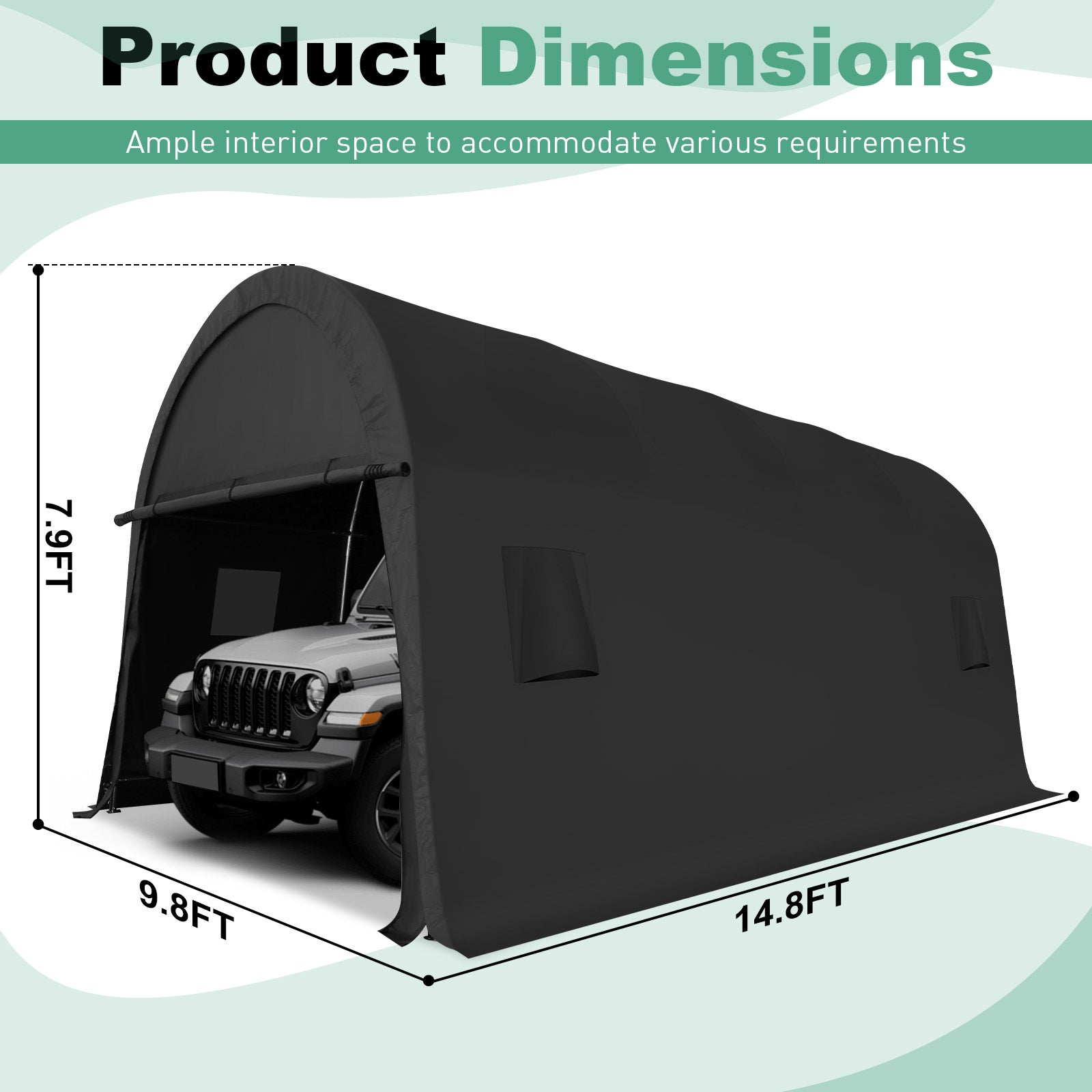 COBIZI 10'x15'/10'x20'/12'x20' Heavy Duty Carport Outdoor Metal Car Tent with Metal Frame and Round Roof, Anti-Snow Portable Garage Storage Shelter for Automobiles,Trucks and Boats,Gary