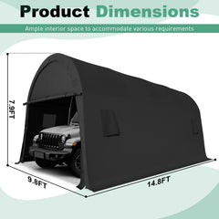 COBIZI 10'x15'/10'x20'/12'x20' Heavy Duty Carport Outdoor Metal Car Tent with Metal Frame and Round Roof, Anti-Snow Portable Garage Storage Shelter for Automobiles,Trucks and Boats,Gary