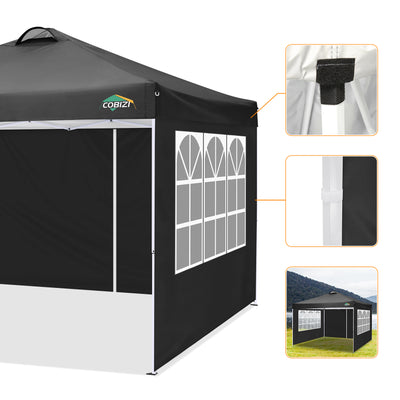 COBIZI Pop Up Canopy Shade Waterproof Tent 10'x10' With Sidewalls Vent SPC201