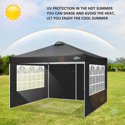 COBIZI Pop Up Canopy Shade Waterproof Tent 10'x10' With Sidewalls Vent SPC201