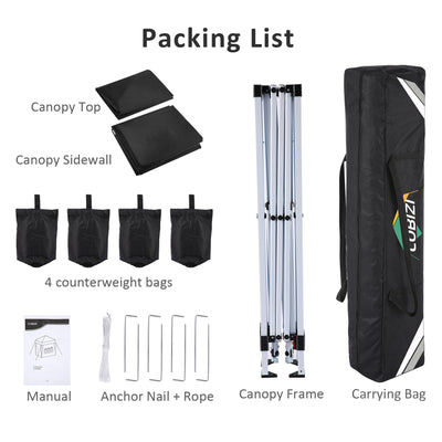 COBIZI Pop Up Canopy Shade Waterproof Tent 10'x10' With Sidewalls Vent SPC201