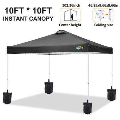 COBIZI Pop Up Canopy Shade Waterproof Tent 10'x10' With Sidewalls Vent SPC201