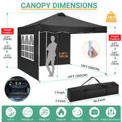 COBIZI 10x10 Pop Up Canopy Tent with 4 Sidewalls