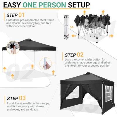 COBIZI 10x10 Pop Up Canopy Tent with 4 Sidewalls
