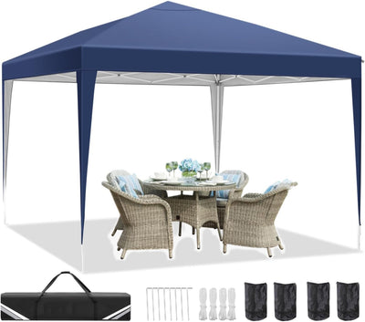 COBIZI 10'x10' Pop up Canopy Tent, Outdoor Instant Commercial Tents, Shade Shelter Gazebo,for Backyard Parties Event,Blue