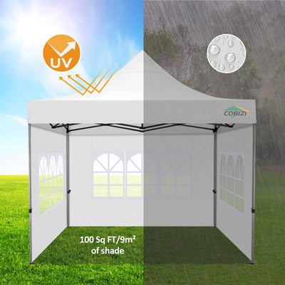 COBIZI 10'x10' Heavy Duty Pop Up Canopy with Sidewalls & 3 Adjustable Heights, SPC26