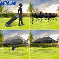 COBIZI 10'x20' Heavy Duty Pop up Canopy EZ Commercial Outdoor Tent Portable Party Wedding Instant Canopy Shelter All Season Anti-UV Waterproof Tent Gazebo with 6 Removable Sidewalls, Roller Bag