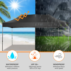 COBIZI 10'x20' Heavy Duty Pop up Canopy EZ Commercial Outdoor Tent Portable Party Wedding Instant Canopy Shelter All Season Anti-UV Waterproof Tent Gazebo with 6 Removable Sidewalls, Roller Bag