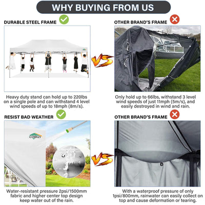 COBIZI 10'x20' Easy Pop Up Heavy Duty Canopy, Anti-UV & Waterproof SPC27