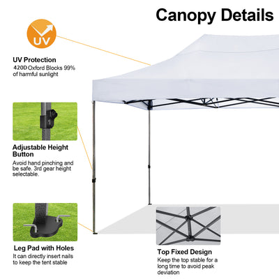 COBIZI 10'x20' Easy Pop Up Heavy Duty Canopy, Anti-UV & Waterproof SPC27