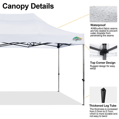 COBIZI 10'x20' Easy Pop Up Heavy Duty Canopy, Anti-UV & Waterproof SPC27