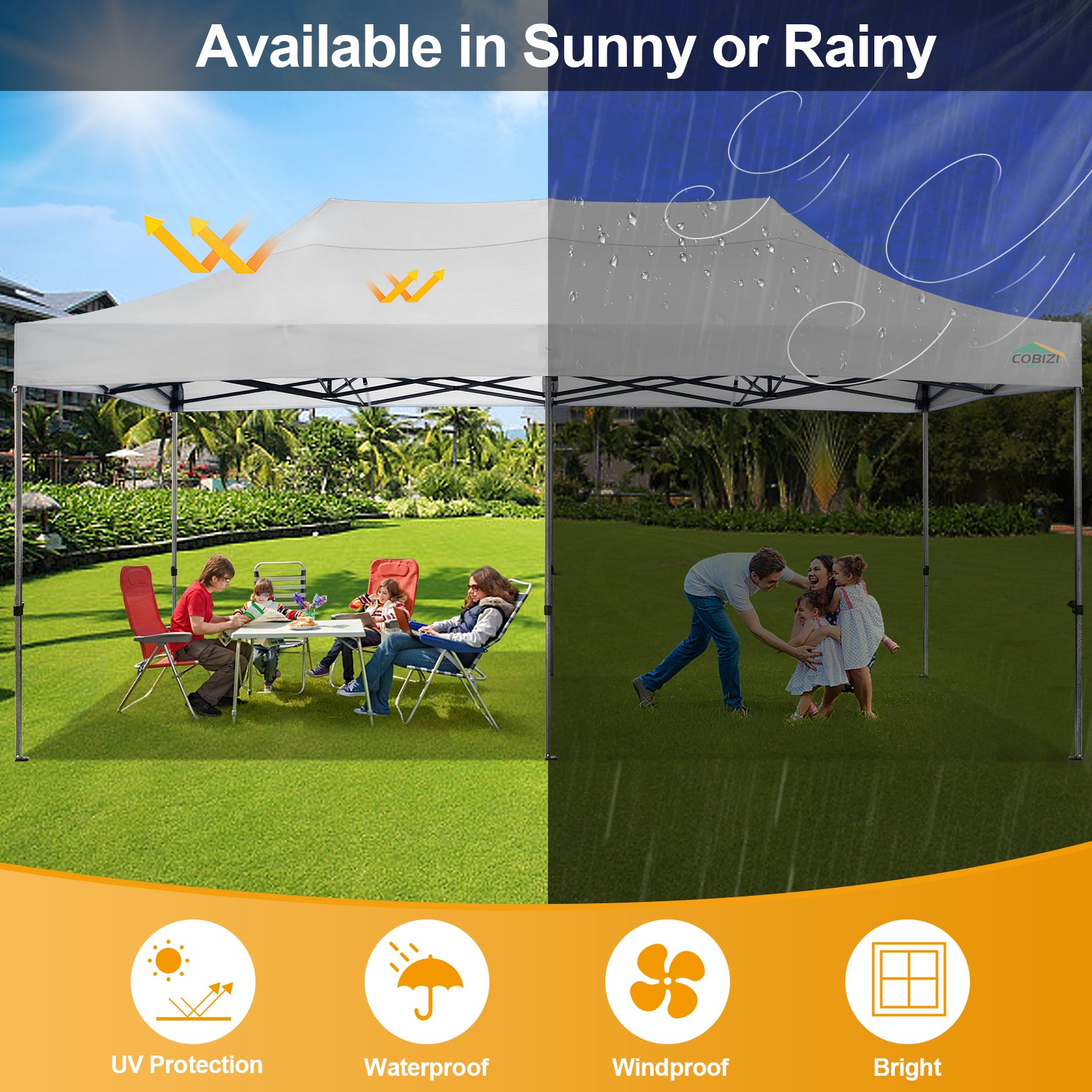 COBIZI 10'x20' Easy Pop Up Heavy Duty Canopy, Anti-UV & Waterproof SPC27