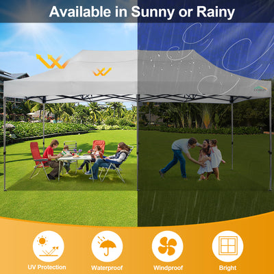 COBIZI 10'x20' Easy Pop Up Heavy Duty Canopy, Anti-UV & Waterproof SPC27