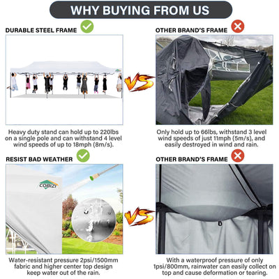 COBIZI 10'x30' Easy Pop Up Heavy Duty Large Canopy, Anti-UV & Waterproof SPC36