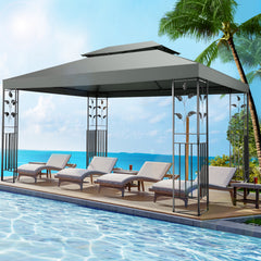 HOTEEL 10'x10' Outdoor Gazebo with Mosquito Nettings, Patio Gazebos Shelter Canopy with Mesh Privacy Curtains, Shade Tent for Party, Backyard, Deck, Patio Lawn & Garden, Gray