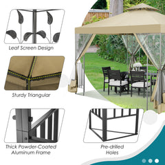 HOTEEL 10'x10' Outdoor Gazebo with Mosquito Nettings, Patio Gazebos Shelter Canopy with Mesh Privacy Curtains, Shade Tent for Party, Backyard, Deck, Patio Lawn & Garden, Gray