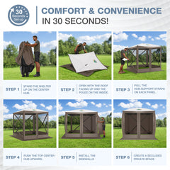COBIZI 6'x6' Portable 4 Side Pop Up Canopy Screen Tent, SPC000044S