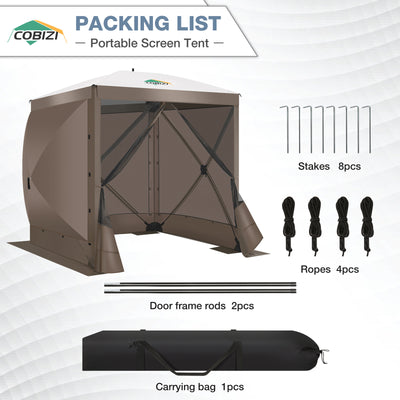 COBIZI 6'x6' Portable 4 Sidewall Pop Up Canopy Screen Tent, SPC000044S