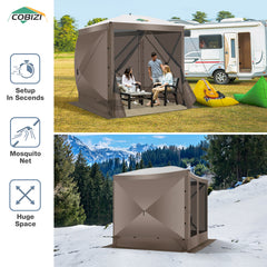 COBIZI 6'x6' Portable 4 Side Pop Up Canopy Screen Tent, SPC000044S