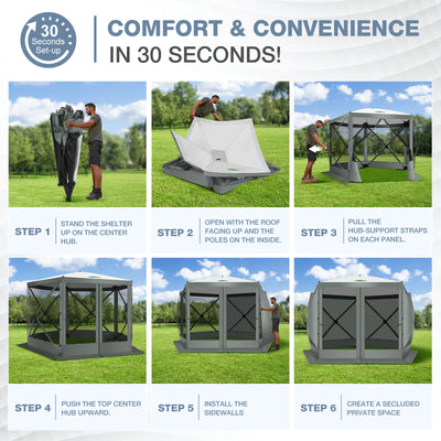 COBIZI 10'x10' Portable 5 Side Pop Up Canopy Screen House Tent, SPC000044M