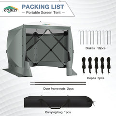COBIZI 10'x10' Portable 5 Side Pop Up Canopy Screen House Tent, SPC000044M
