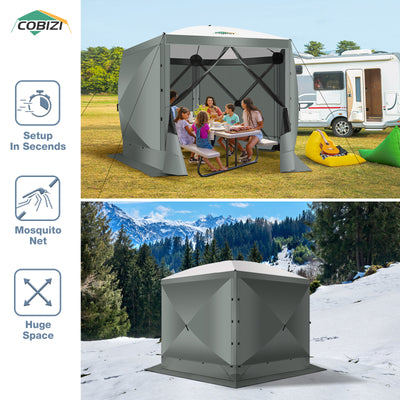 COBIZI 10'x10' Portable 5 Side Pop Up Canopy Screen House Tent, SPC000044M