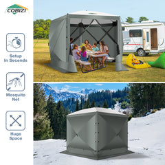 COBIZI 10'x10' Portable 5 Side Pop Up Canopy Screen House Tent, SPC000044M