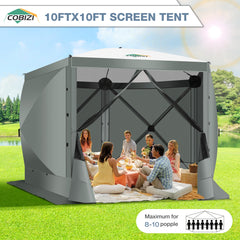 COBIZI 10'x10' Portable 5 Side Pop Up Canopy Screen House Tent, SPC000044M