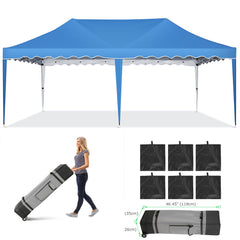 HOTEEL Canopy 10'x20' Pop Up Canopy Tent Heavy Duty Waterproof Adjustable Commercial Instant Canopy Outdoor Party Canopy Parties,Wedding,Outside Patio,Event,Backyard,Blue