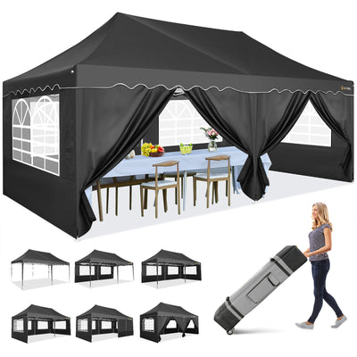HOTEEL Canopy 10'x20' Pop Up Canopy Tent Heavy Duty Waterproof Adjustable Commercial Instant Canopy Outdoor Party Canopy Parties,Wedding,Outside Patio,Event,Backyard,Blue