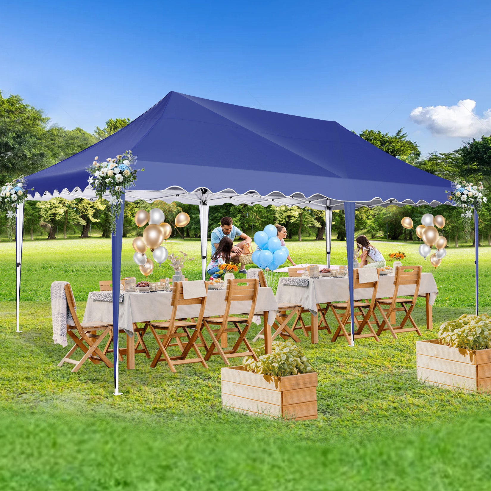 HOTEEL 10'x20' Pop Up Canopy Tent,Outdoor Canopy with Wheeled Bag,for Parties,Wedding,Backyard,Camping