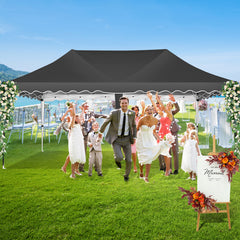 COBIZI 10x20 Pop Up Canopy Tents for Parties, Easy Up Canopy with Sidewalls Waterproof, Event Gazebo Canopy with Wheeled Bag & 4 Sandbags, Outdoor Tent for Patio,Wedding, Backyard, Camping, Black