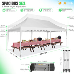 HOTEEL Canopy 10'x20' Pop Up Canopy Tent Heavy Duty Waterproof Adjustable Commercial Instant Canopy Outdoor Party Canopy Parties,Wedding,Outside Patio,Event,Backyard