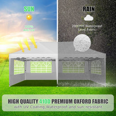 HOTEEL Canopy 10'x20' Pop Up Canopy Tent Heavy Duty Waterproof Adjustable Commercial Instant Canopy Outdoor Party Canopy Parties,Wedding,Outside Patio,Event,Backyard