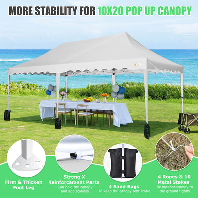 HOTEEL Canopy 10'x20' Pop Up Canopy Tent Heavy Duty Waterproof Adjustable Commercial Instant Canopy Outdoor Party Canopy Parties,Wedding,Outside Patio,Event,Backyard