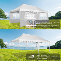 HOTEEL Canopy 10'x20' Pop Up Canopy Tent Heavy Duty Waterproof Adjustable Commercial Instant Canopy Outdoor Party Canopy Parties,Wedding,Outside Patio,Event,Backyard