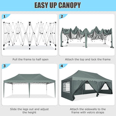 HOTEEL Canopy 10'x20' Pop Up Canopy Tent Heavy Duty Waterproof Adjustable Commercial Instant Canopy Outdoor Party Canopy Parties,Wedding,Outside Patio,Event,Backyard,Blue